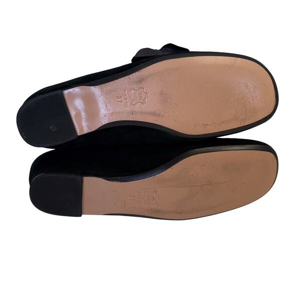 Key Te Italian Black Suede Leather Flats Womens sz 37 US 6.5 Flower Preppy - Picture 8 of 9